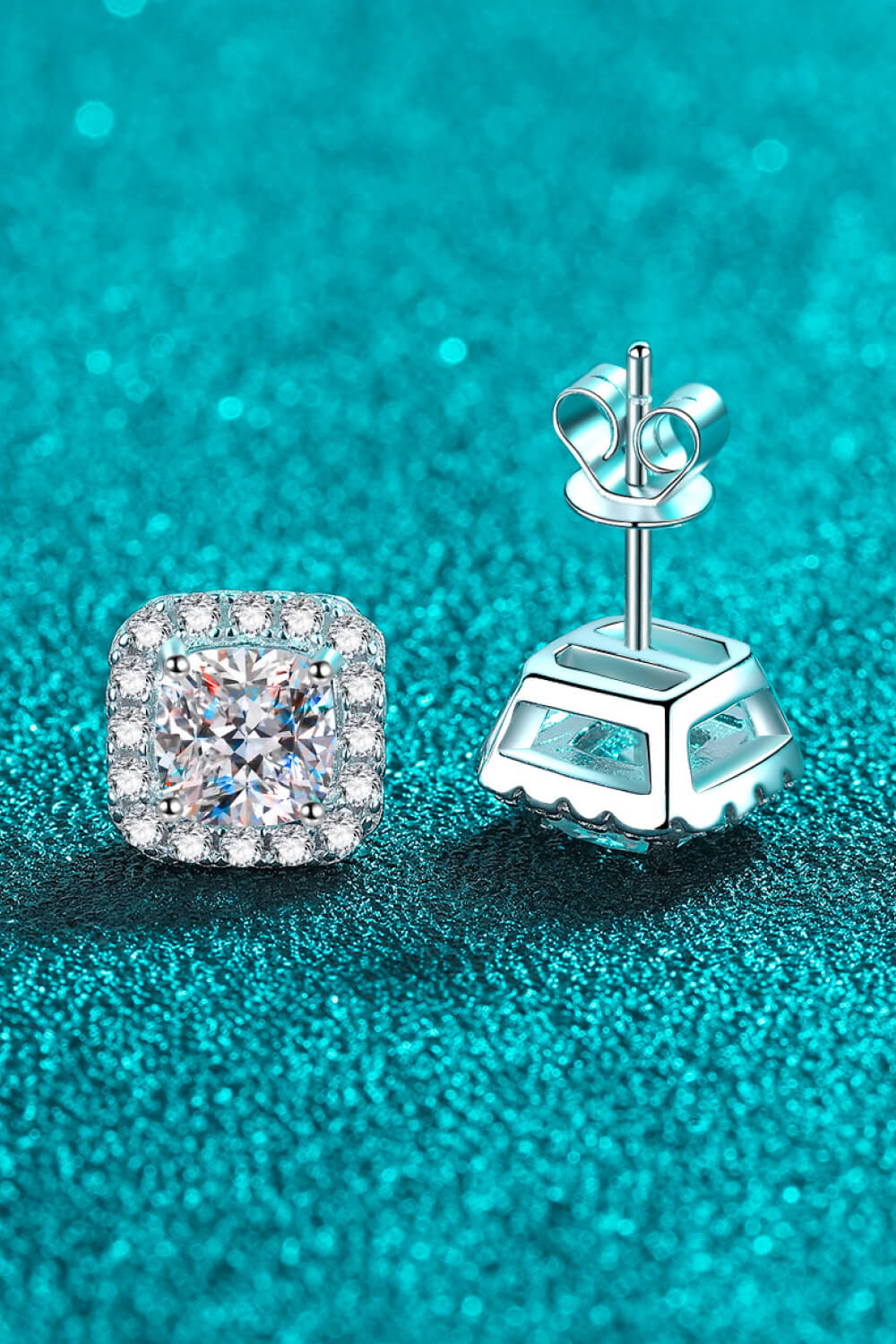 Inlaid 2 Carat Moissanite Square Stud Earrings