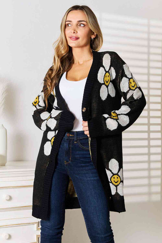 Paisley Floral Button Down Longline Cardigan