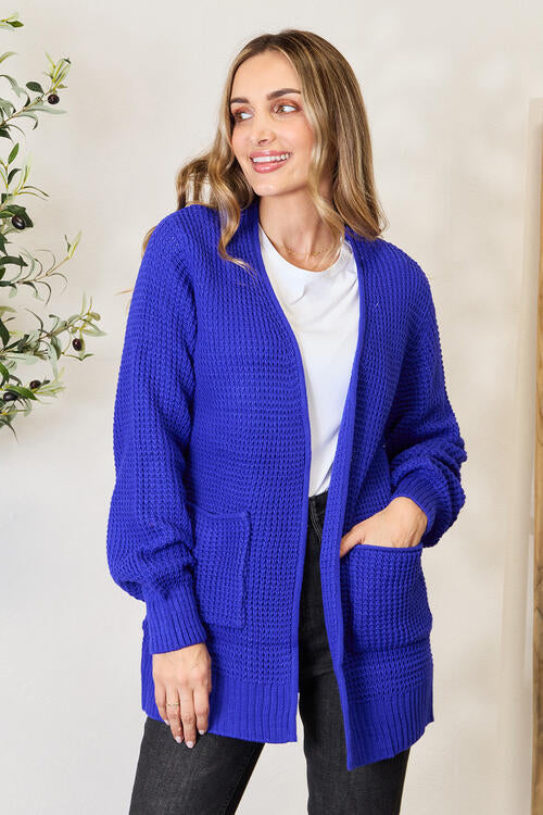 Amara Waffle-Knit Open Front Cardigan