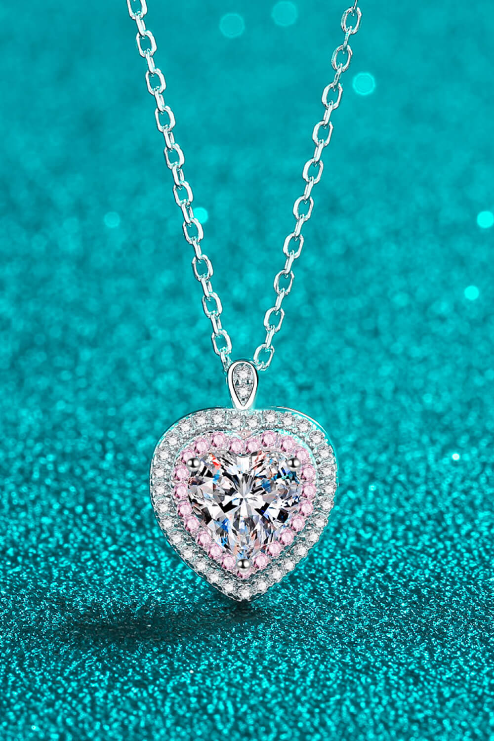 1 Carat Moissanite Heart Pendant Necklace