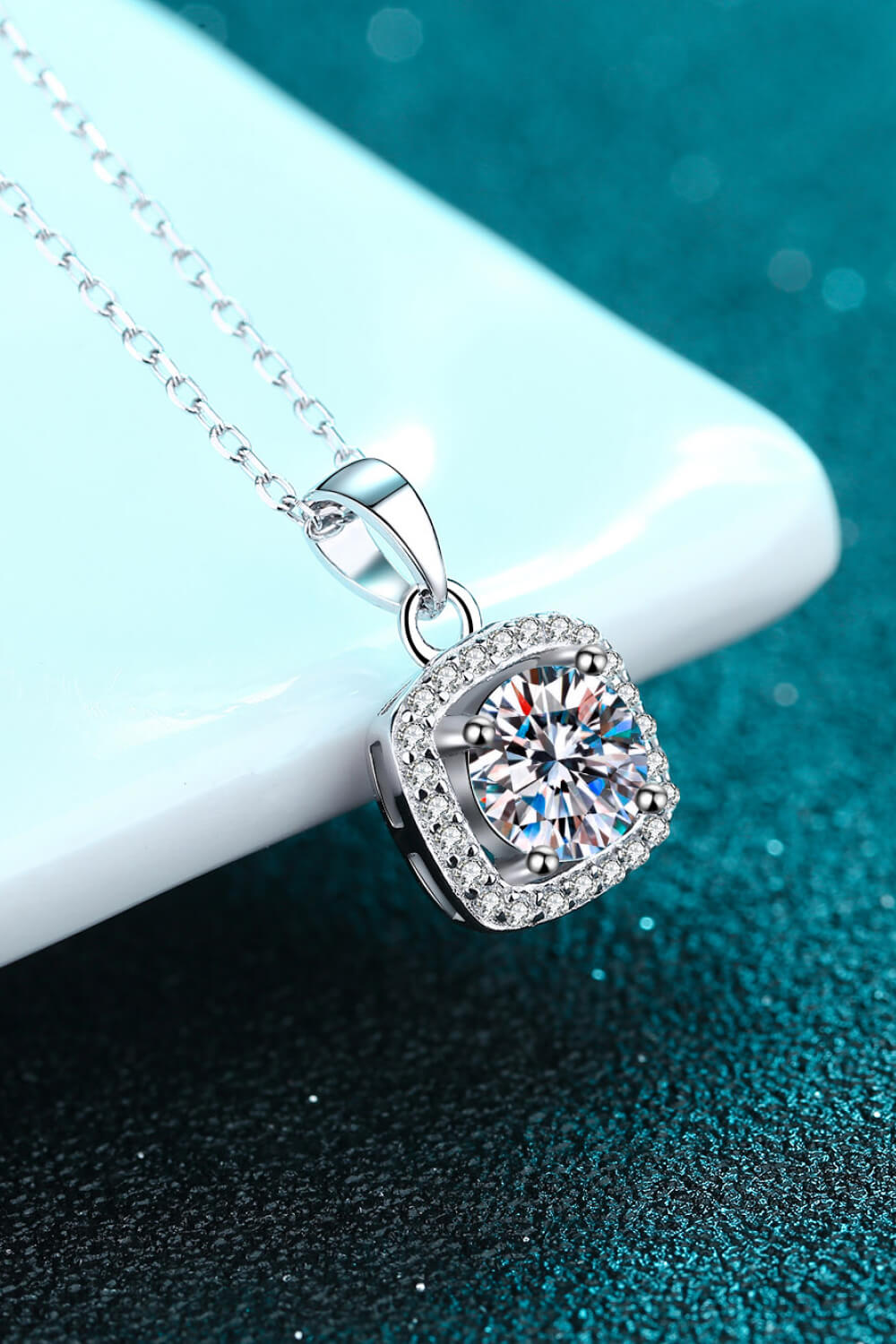 Moissanite Square Pendant Necklace