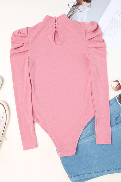 Beauty Mock Neck Puff Sleeve Bodysuit (4 Colors)