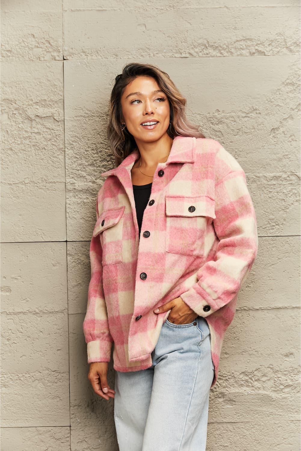 Tabitha Pink Plaid Shacket