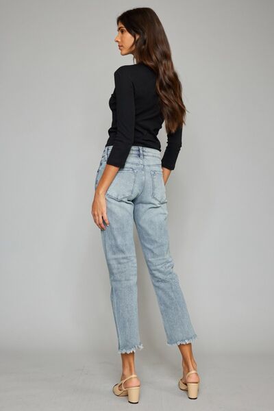 Kancan High Waist Cropped Straight Jeans