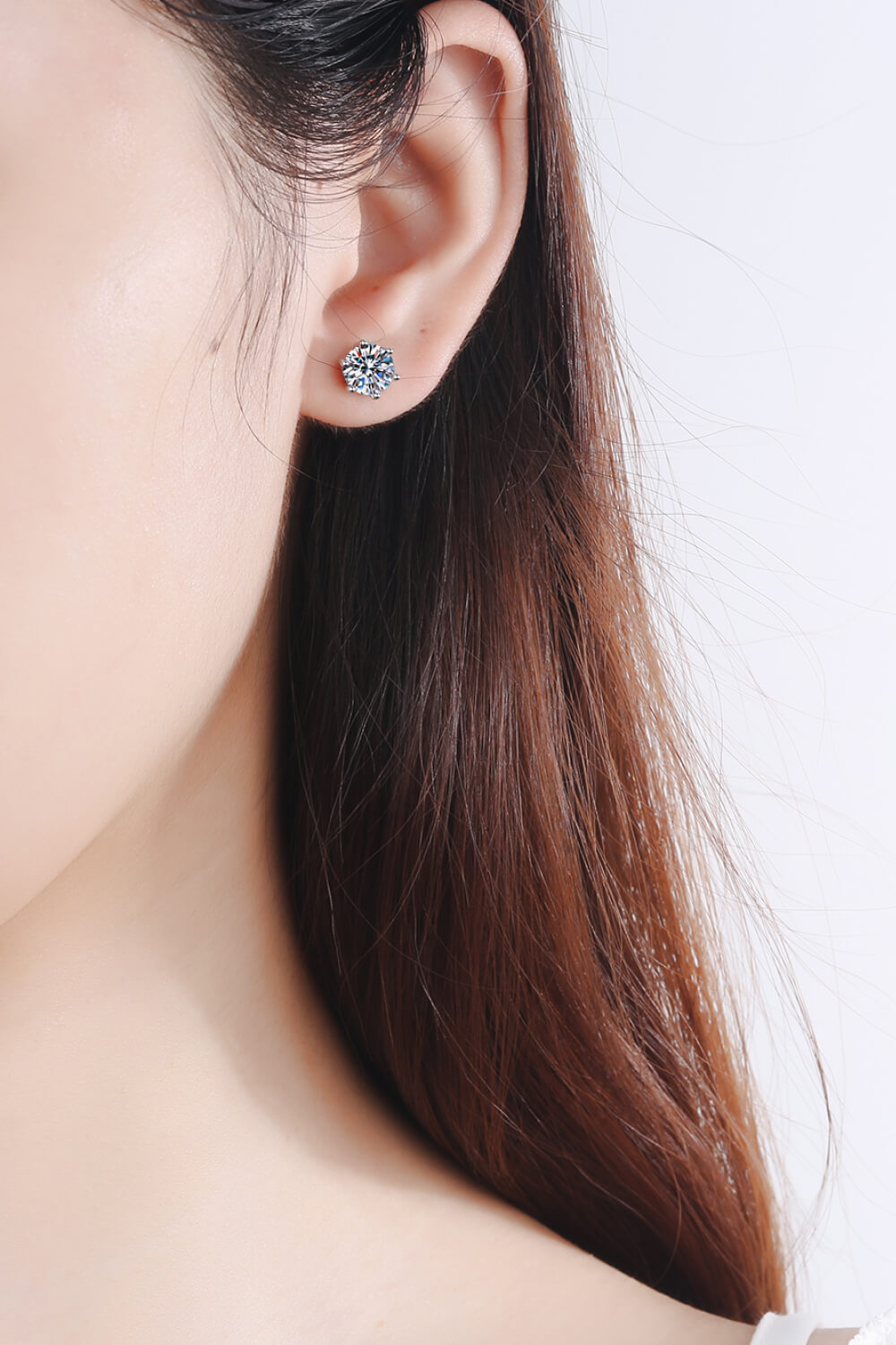 6-Prong 2 Carat Moissanite Stud Earrings
