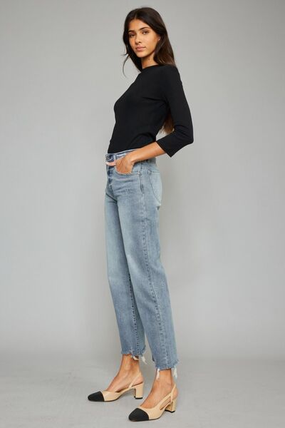 Kancan High Waist Cropped Wide Leg Jeans