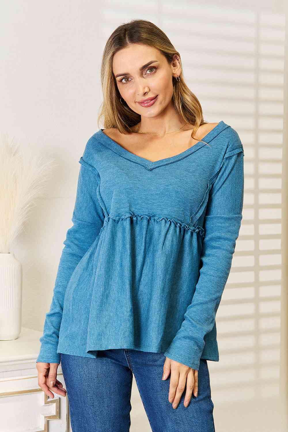 Nora Frill Trim Babydoll Blouse