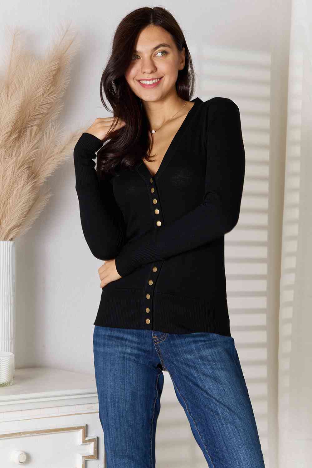 Ruby Buttoned Cardigan in Black