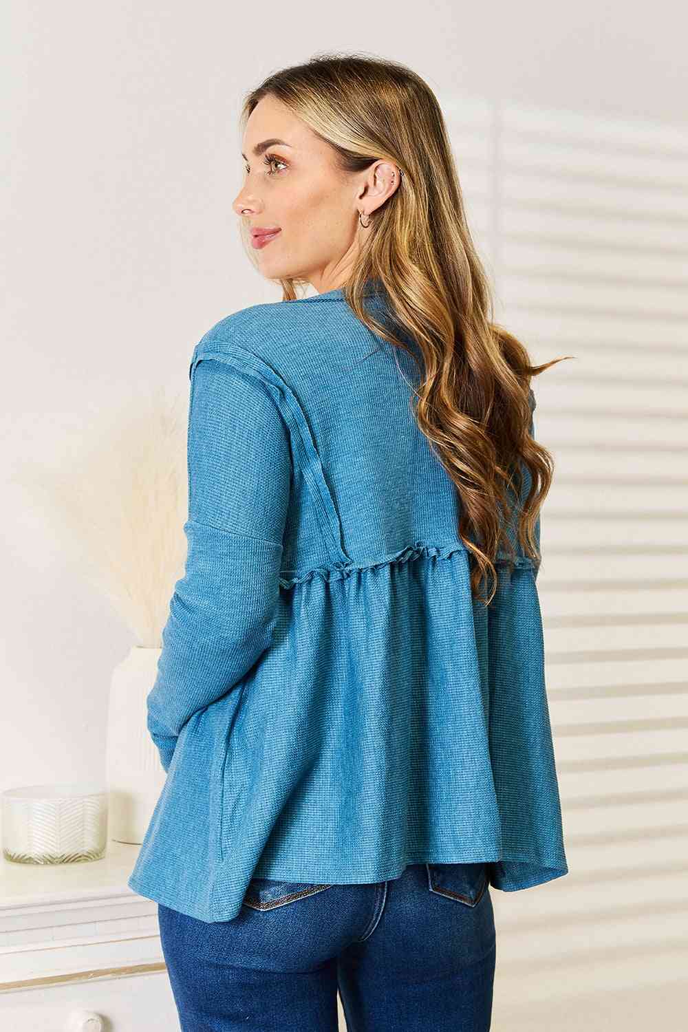 Nora Frill Trim Babydoll Blouse