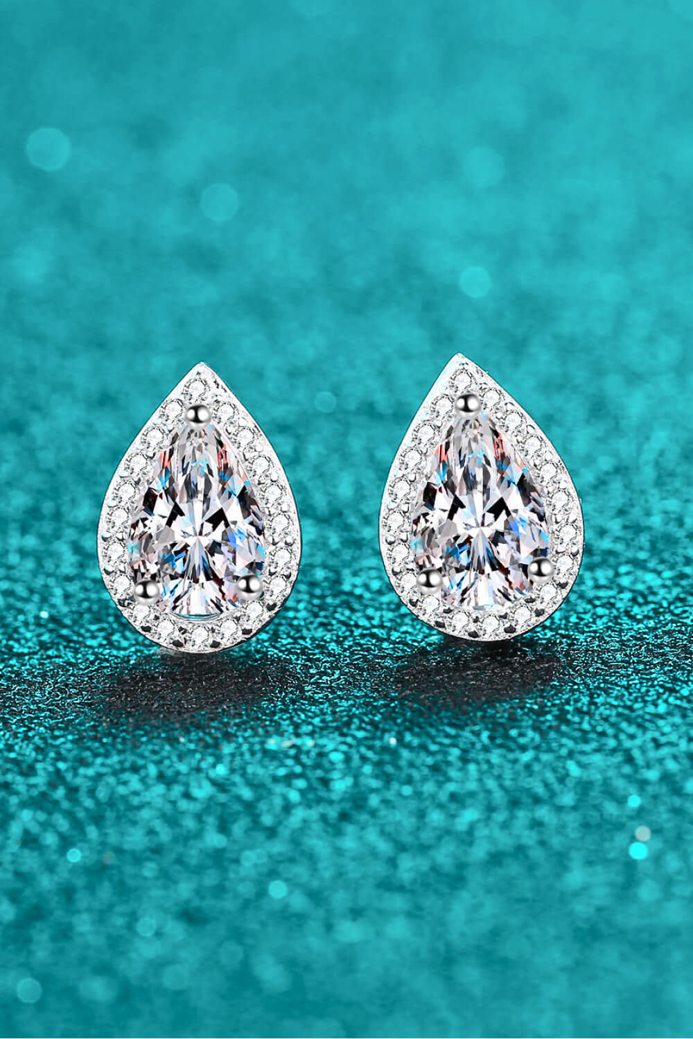 1 Carat Moissanite Teardrop Stud Earrings