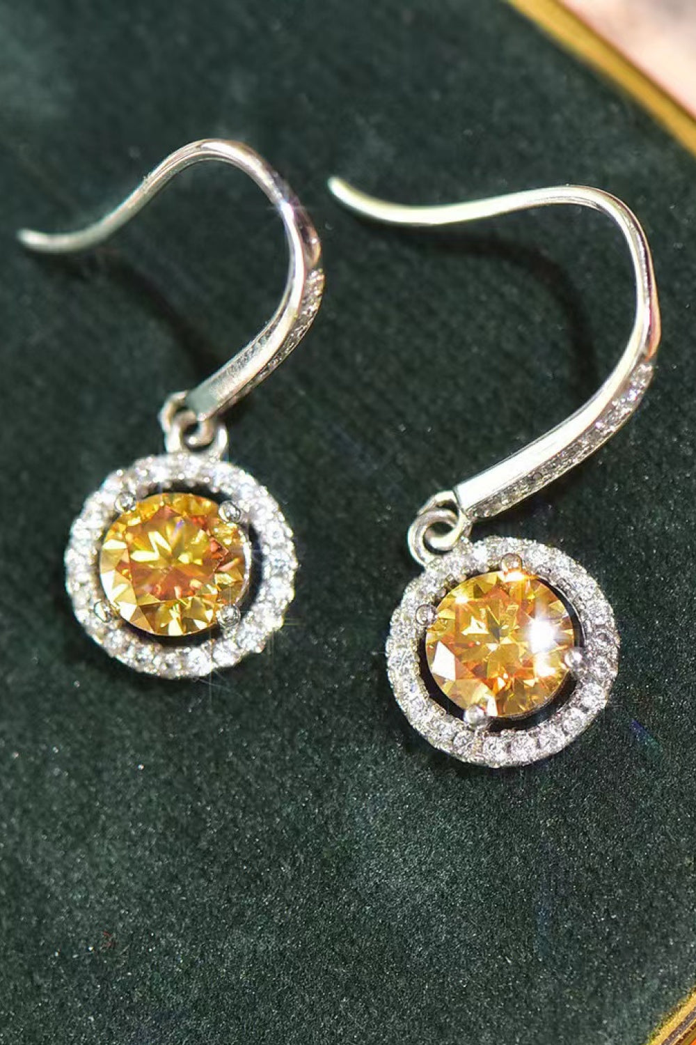 2 Carat Yellow Moissanite Drop Earrings