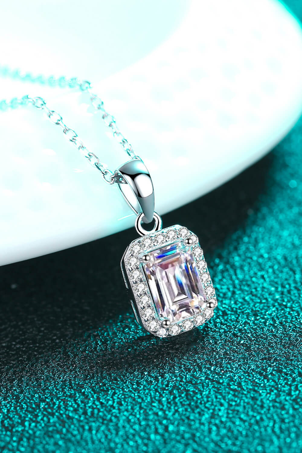 Emerald Cut Moissanite Pendant Necklace