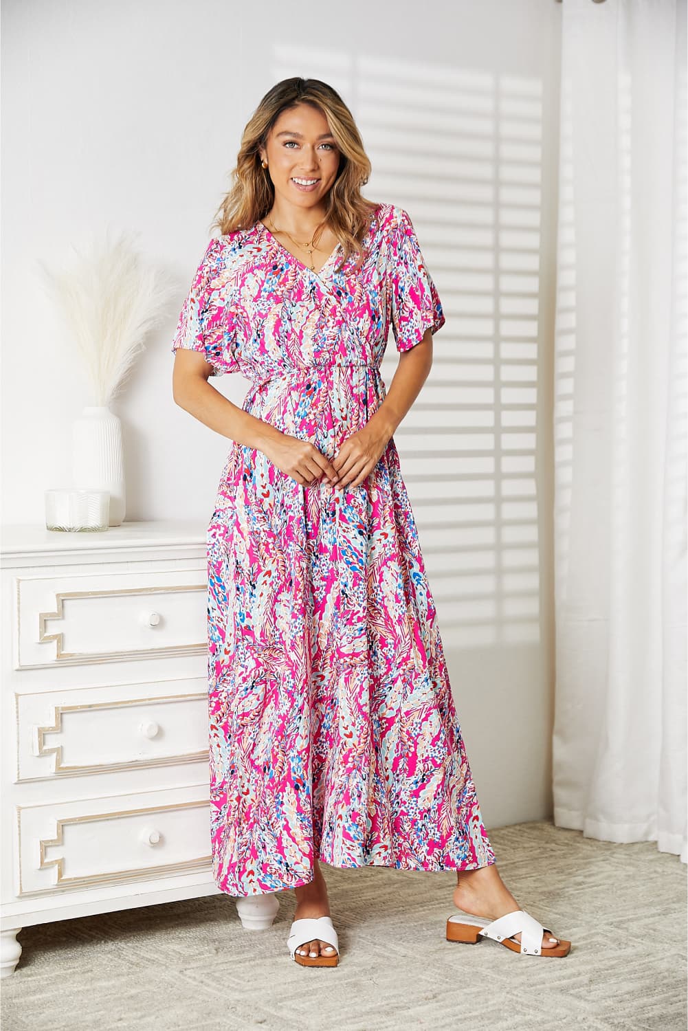 Denia Multicolored V-Neck Maxi Dress