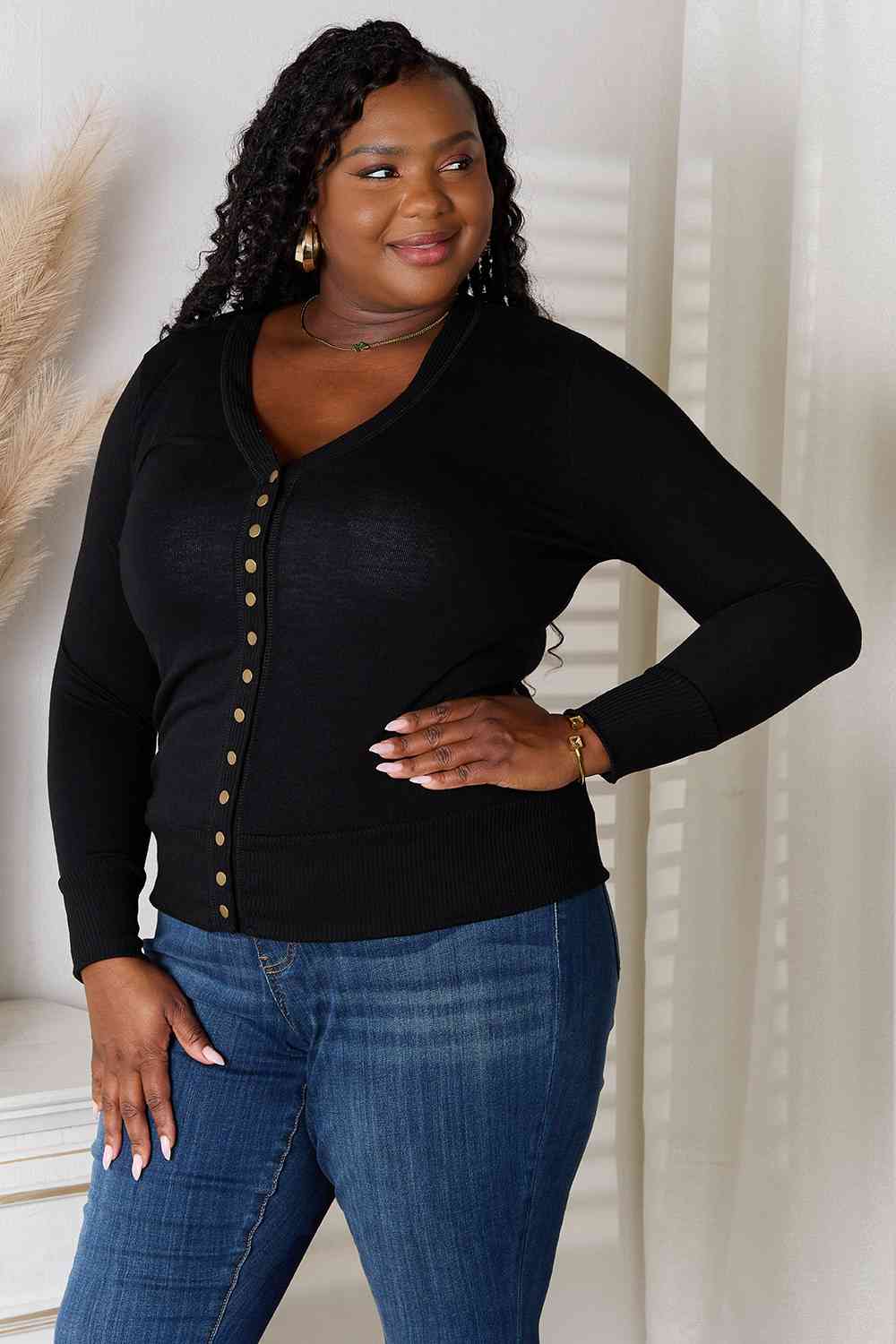 Ruby Buttoned Cardigan in Black