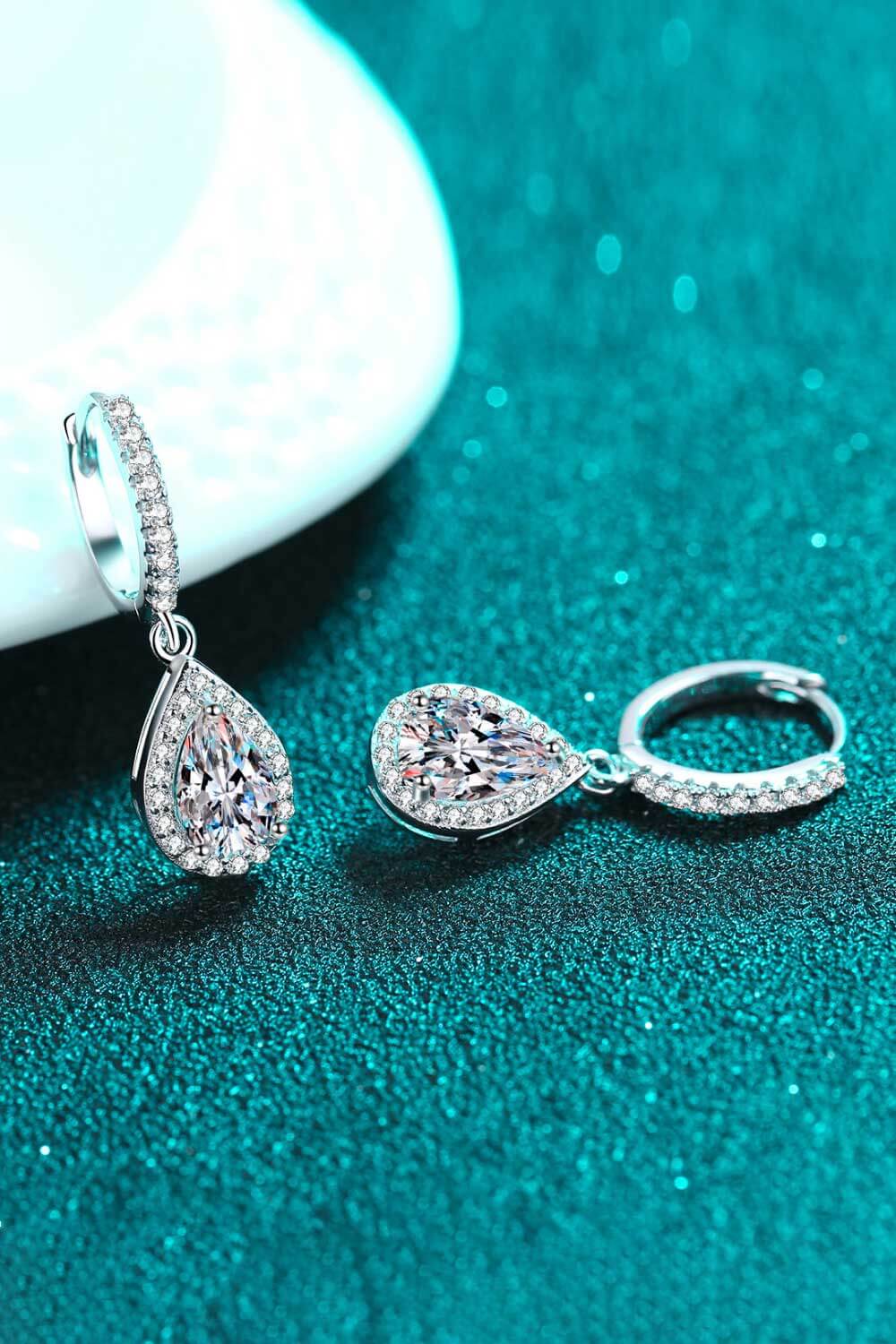 2 Carat Moissanite Teardrop Earrings