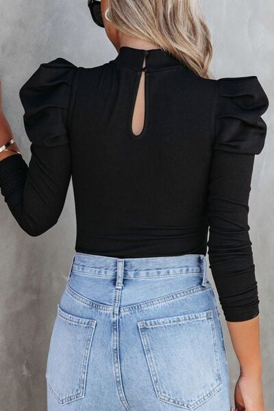 Beauty Mock Neck Puff Sleeve Bodysuit (4 Colors)