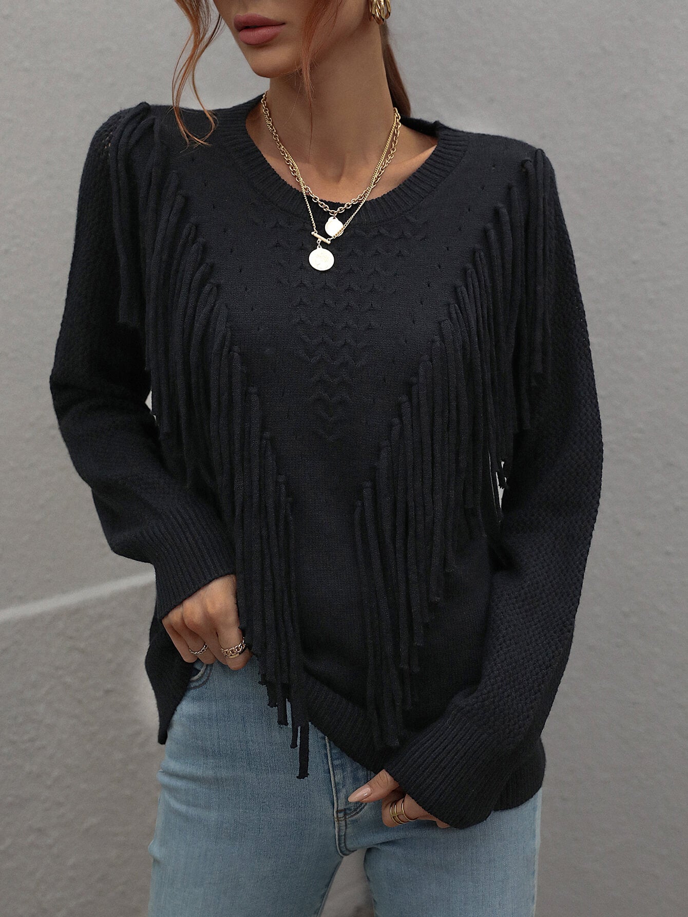 Country Girl Fringe Detail Sweater (5 Colors)