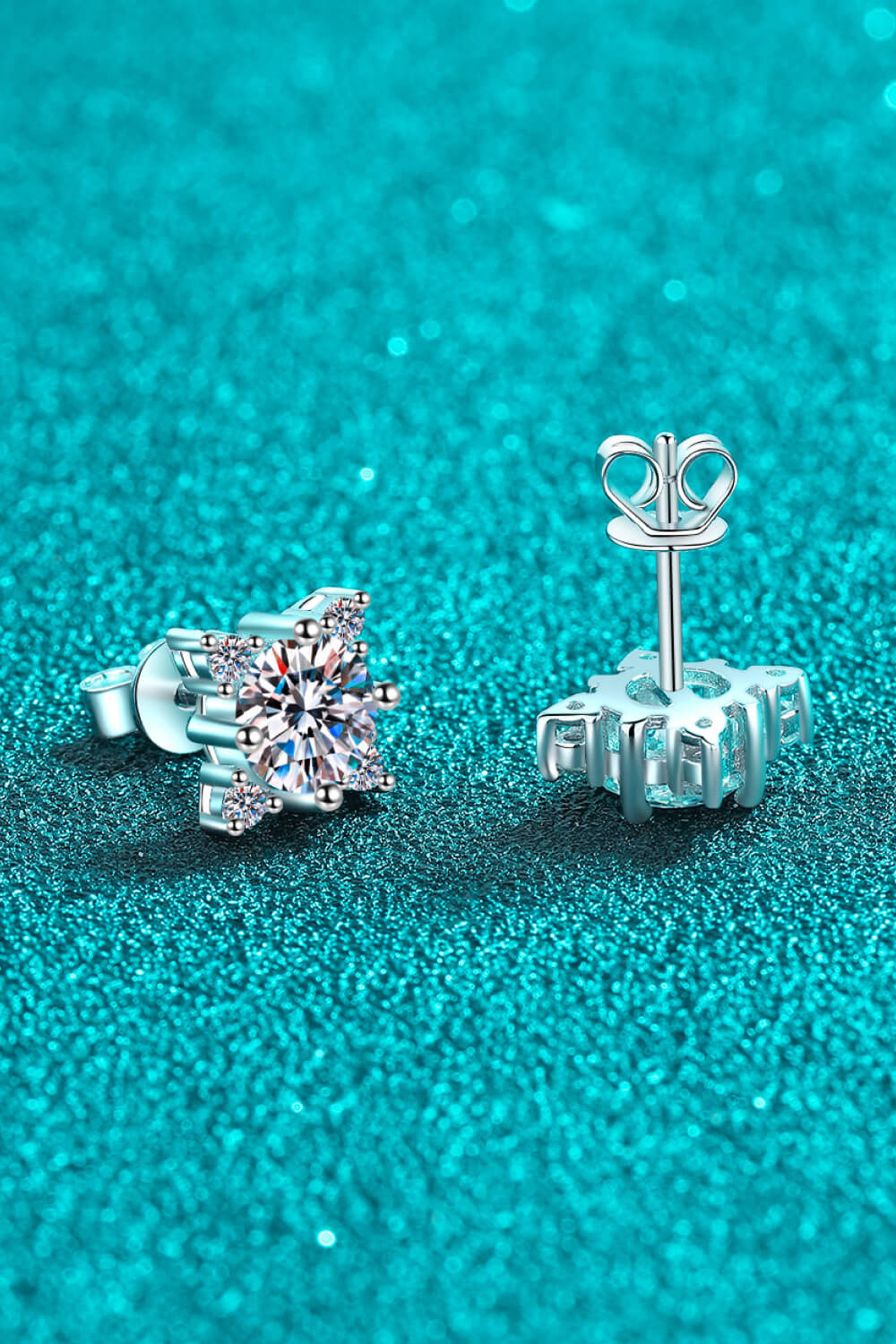 Four Leaf 2 Carat Moissanite Stud Earrings