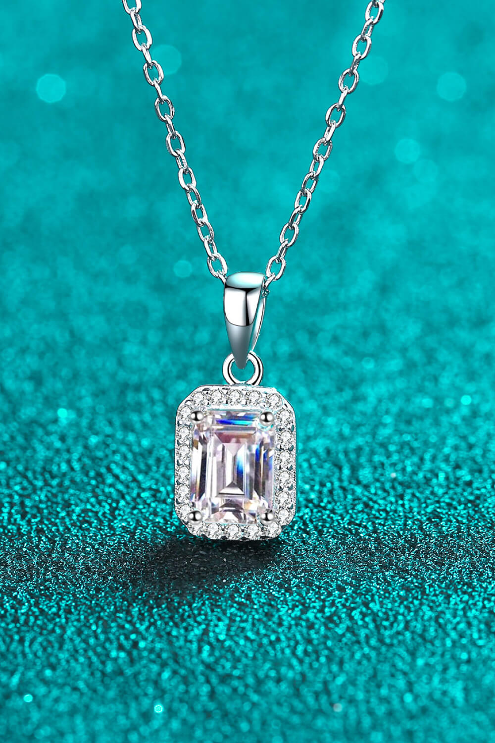 Emerald Cut Moissanite Pendant Necklace