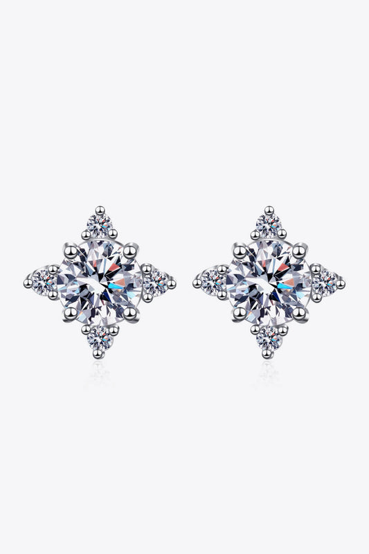 Four Leaf 2 Carat Moissanite Stud Earrings