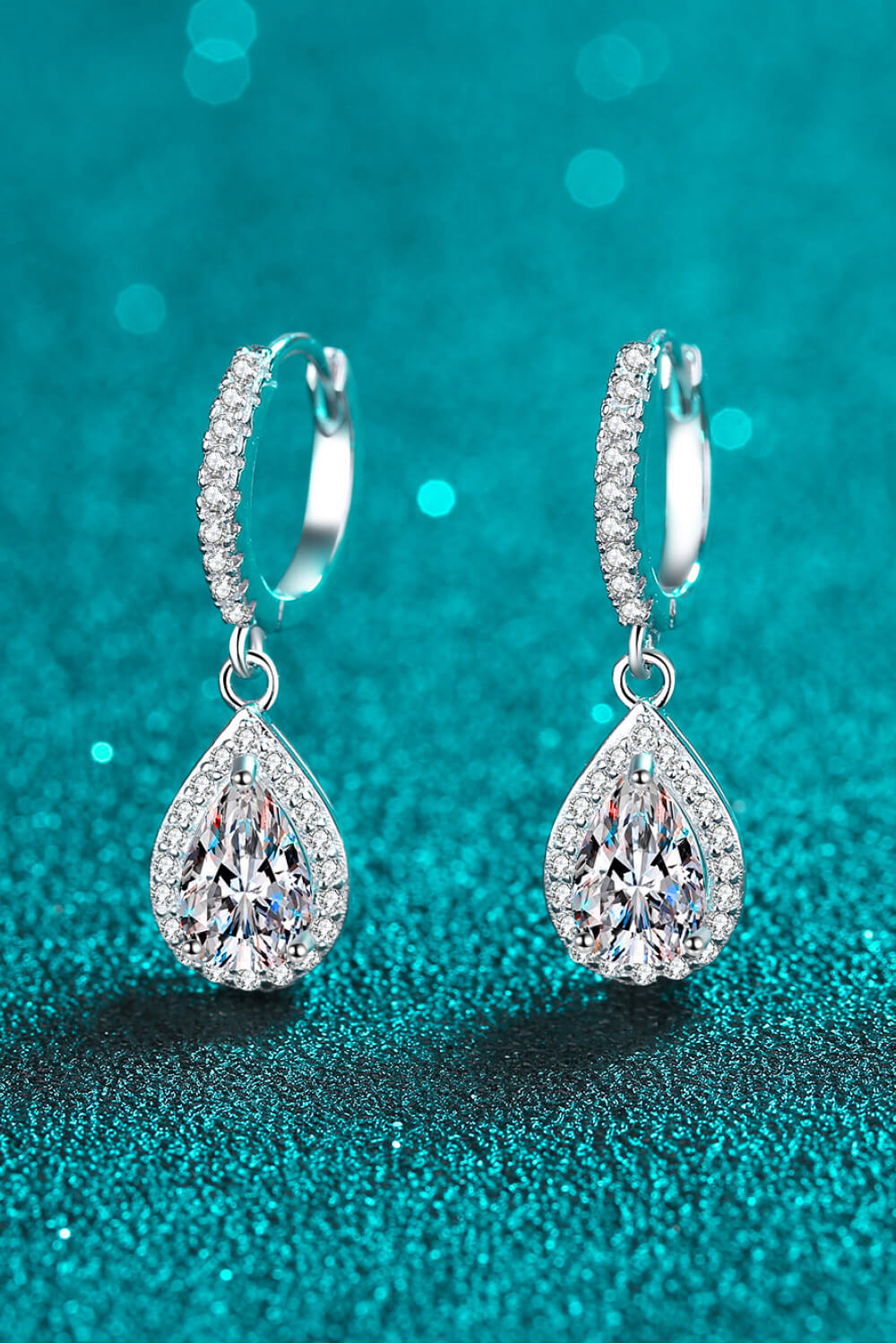 2 Carat Moissanite Teardrop Earrings