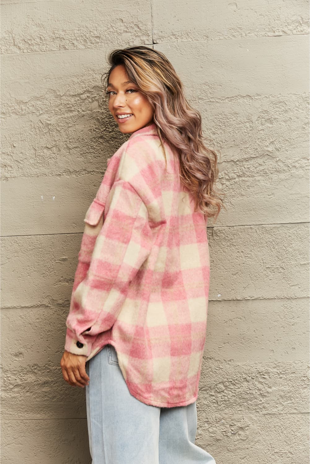 Tabitha Pink Plaid Shacket