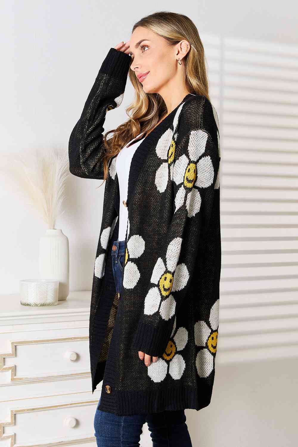 Paisley Floral Button Down Longline Cardigan