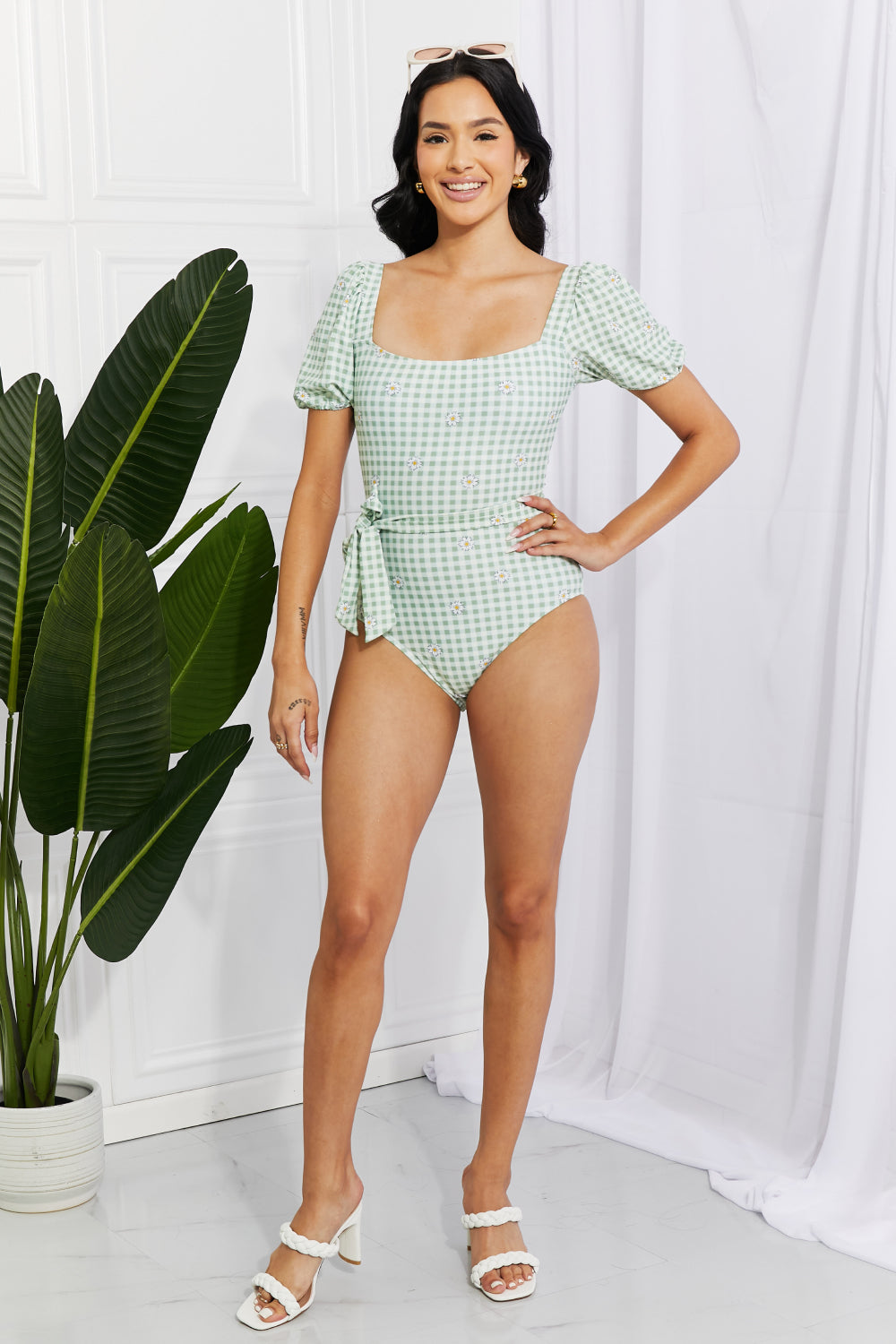 Salty Air Full Size One-Piece Swimsuit in Sage