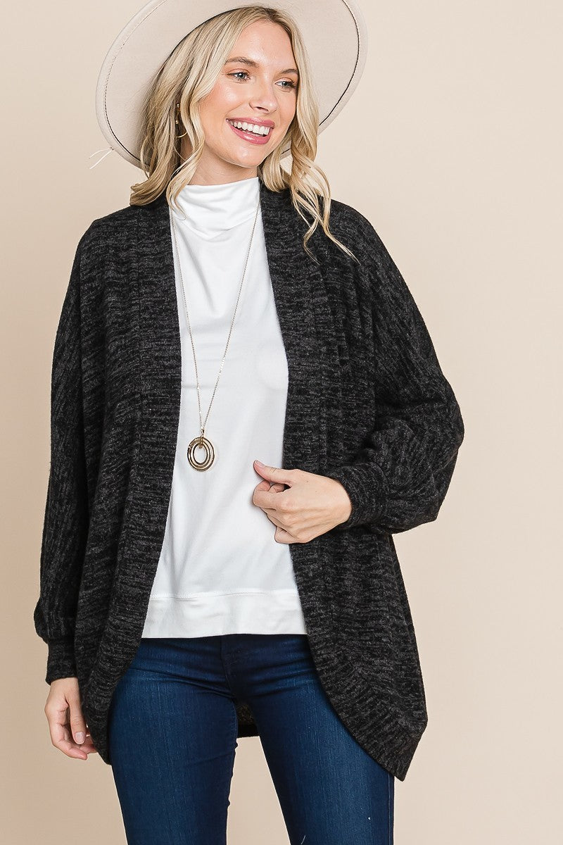 Kassia Open Front Cardigan in Black