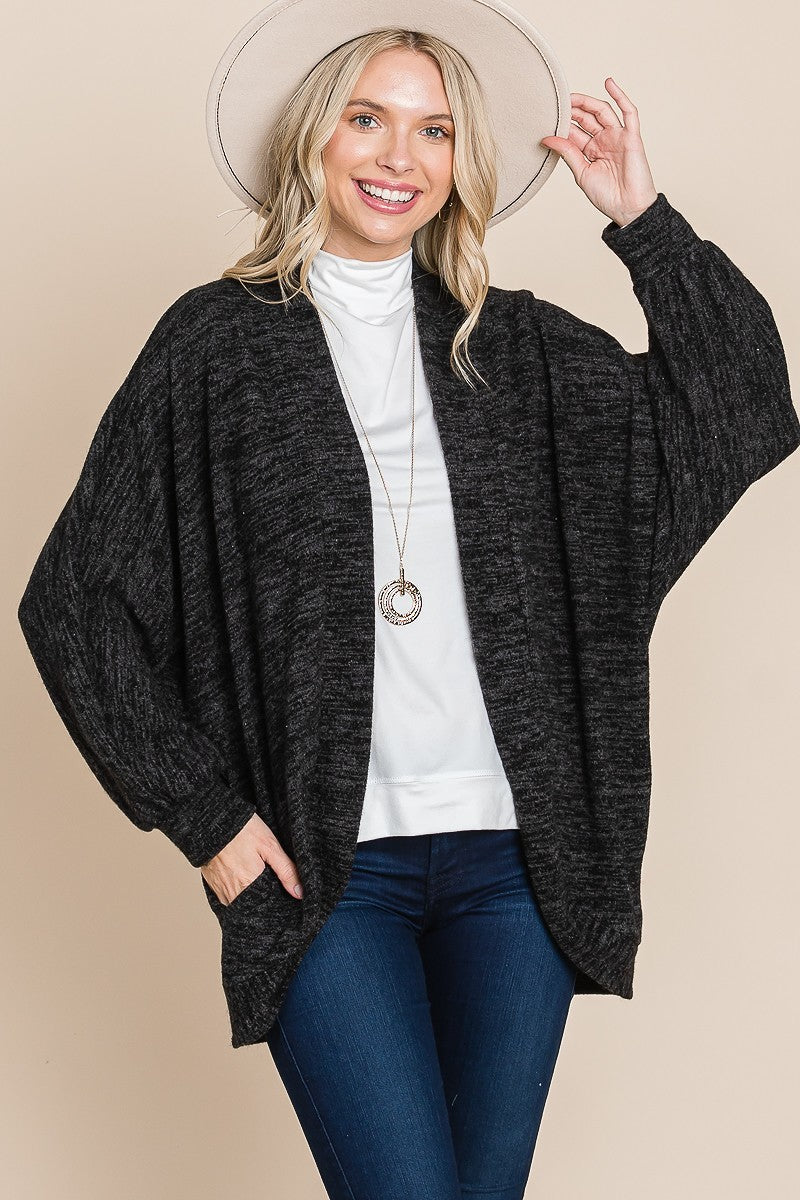 Kassia Open Front Cardigan in Black