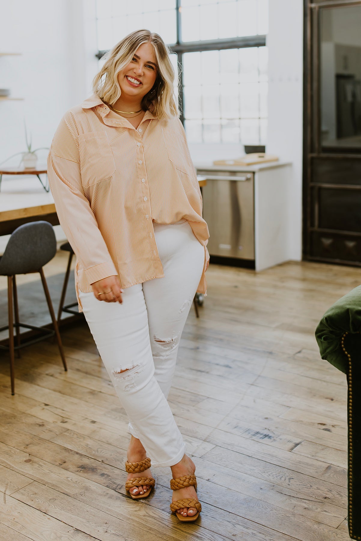 Easy On The Eyes Striped Button Up Top