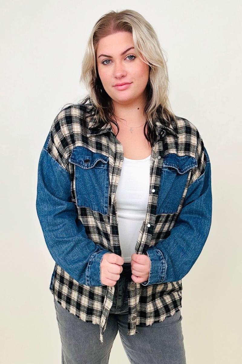 Elizabeth Brushed Plaid Denim Jacket (2 Colors)