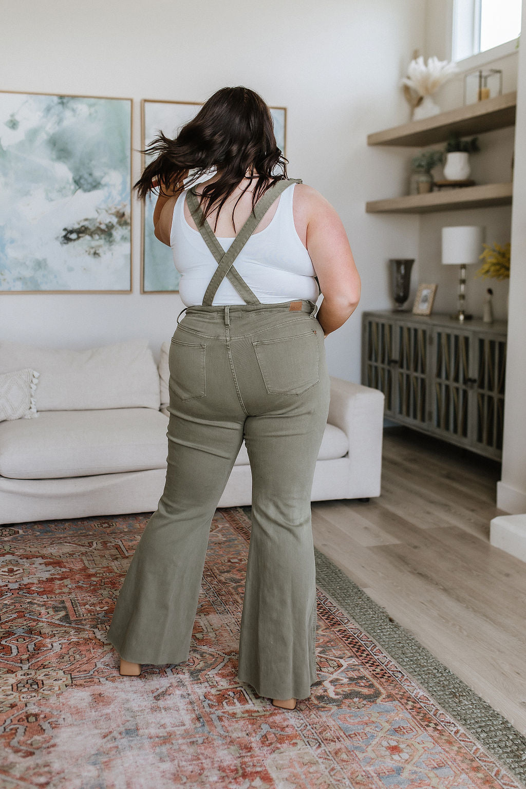 Olivia Control Top Overalls in Olive