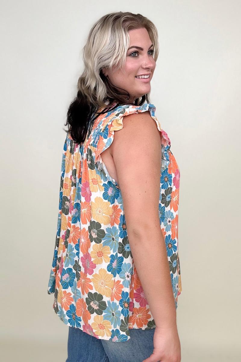 Hayden Floral Smocked Ruffle Tank