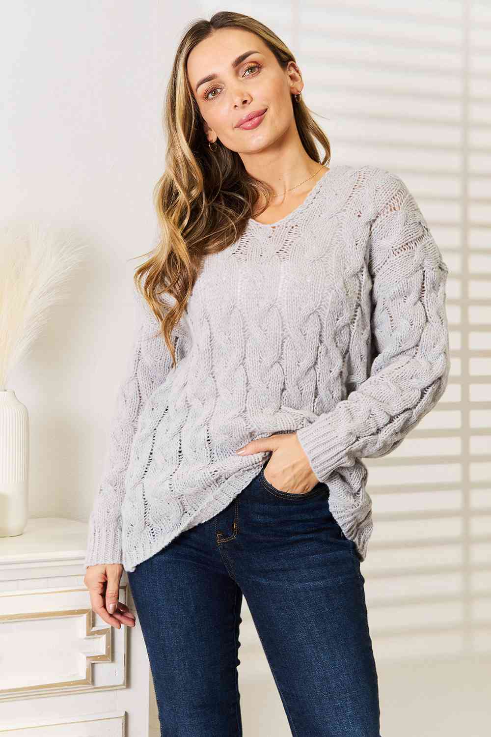 Abigail Cable-Knit Hooded Sweater