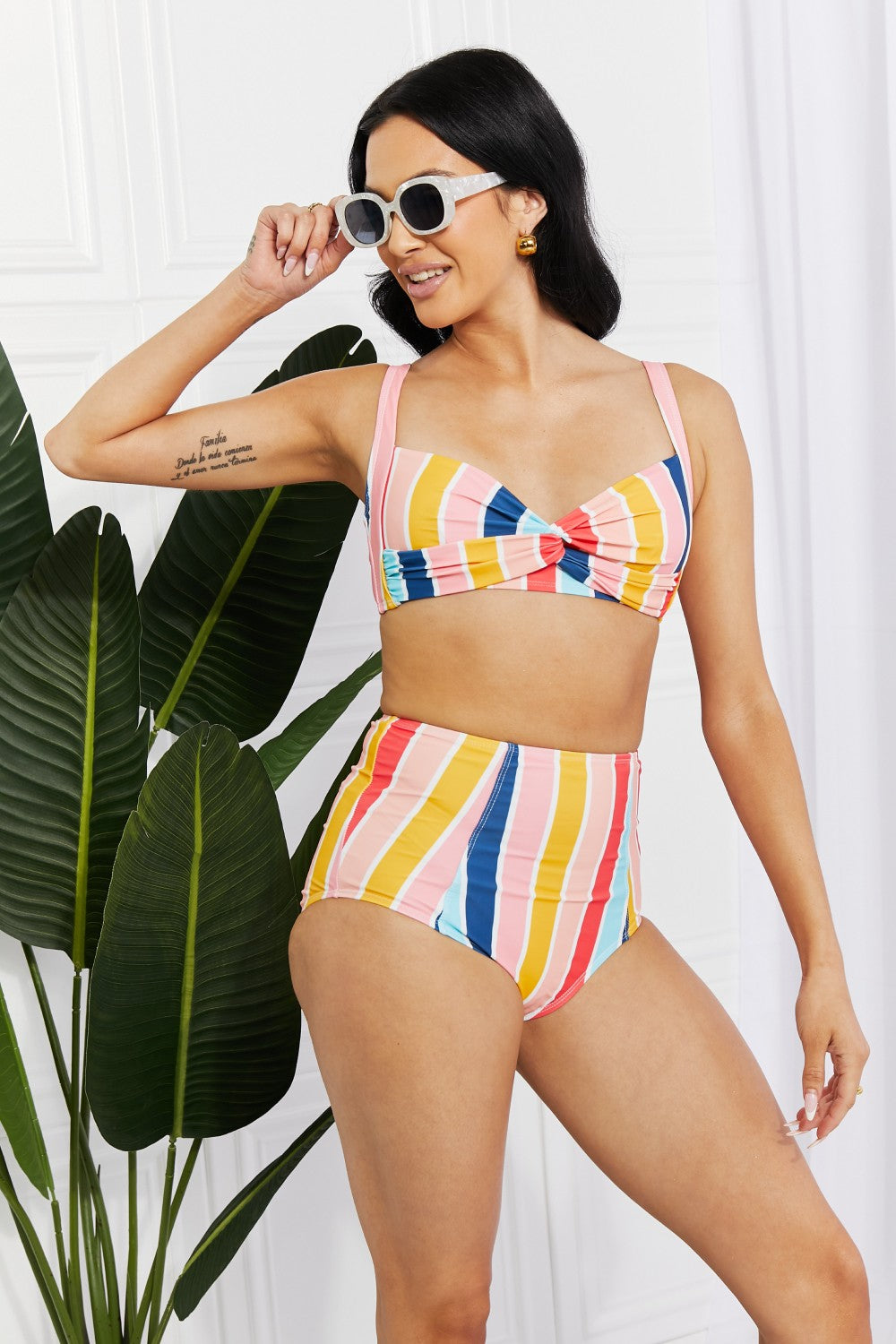 Take A Dip Twist High-Rise Bikini in Stripe