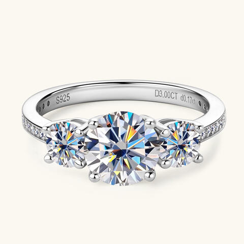 3 Carat Moissanite 3-Stone Ring