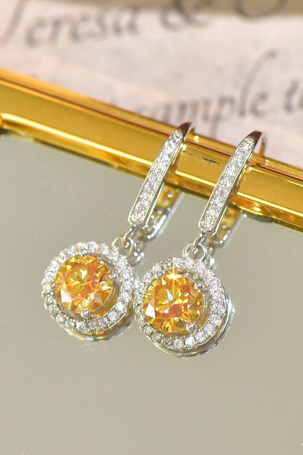 2 Carat Yellow Moissanite Drop Earrings