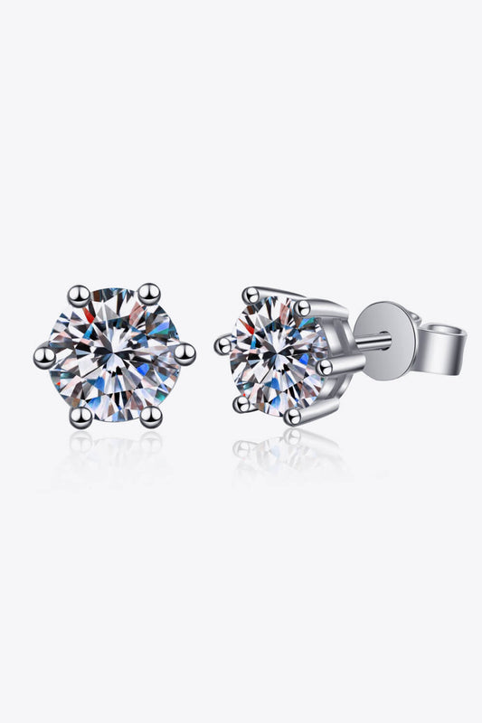 6-Prong 2 Carat Moissanite Stud Earrings