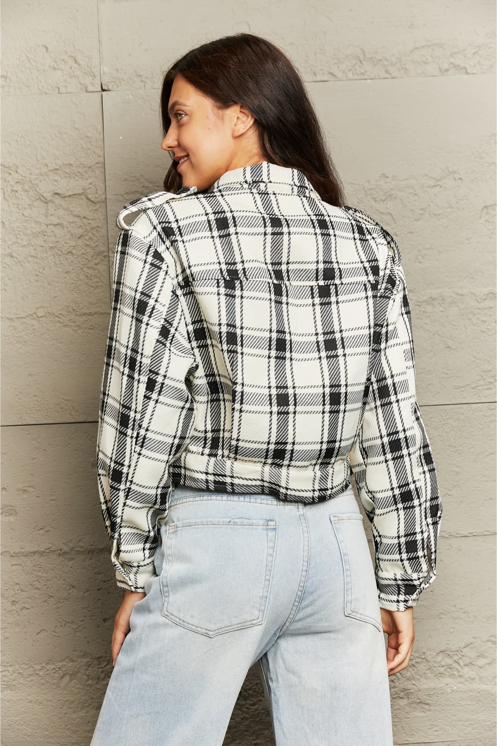 Cool Fall Day Plaid Cropped Shacket