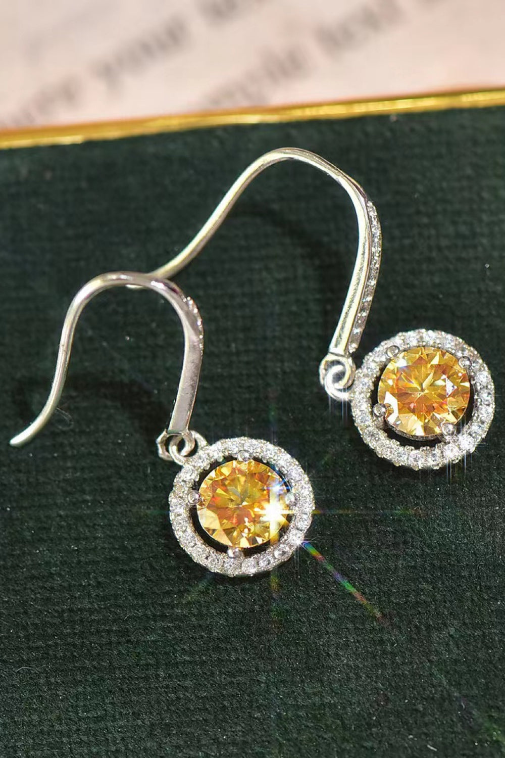 2 Carat Yellow Moissanite Drop Earrings