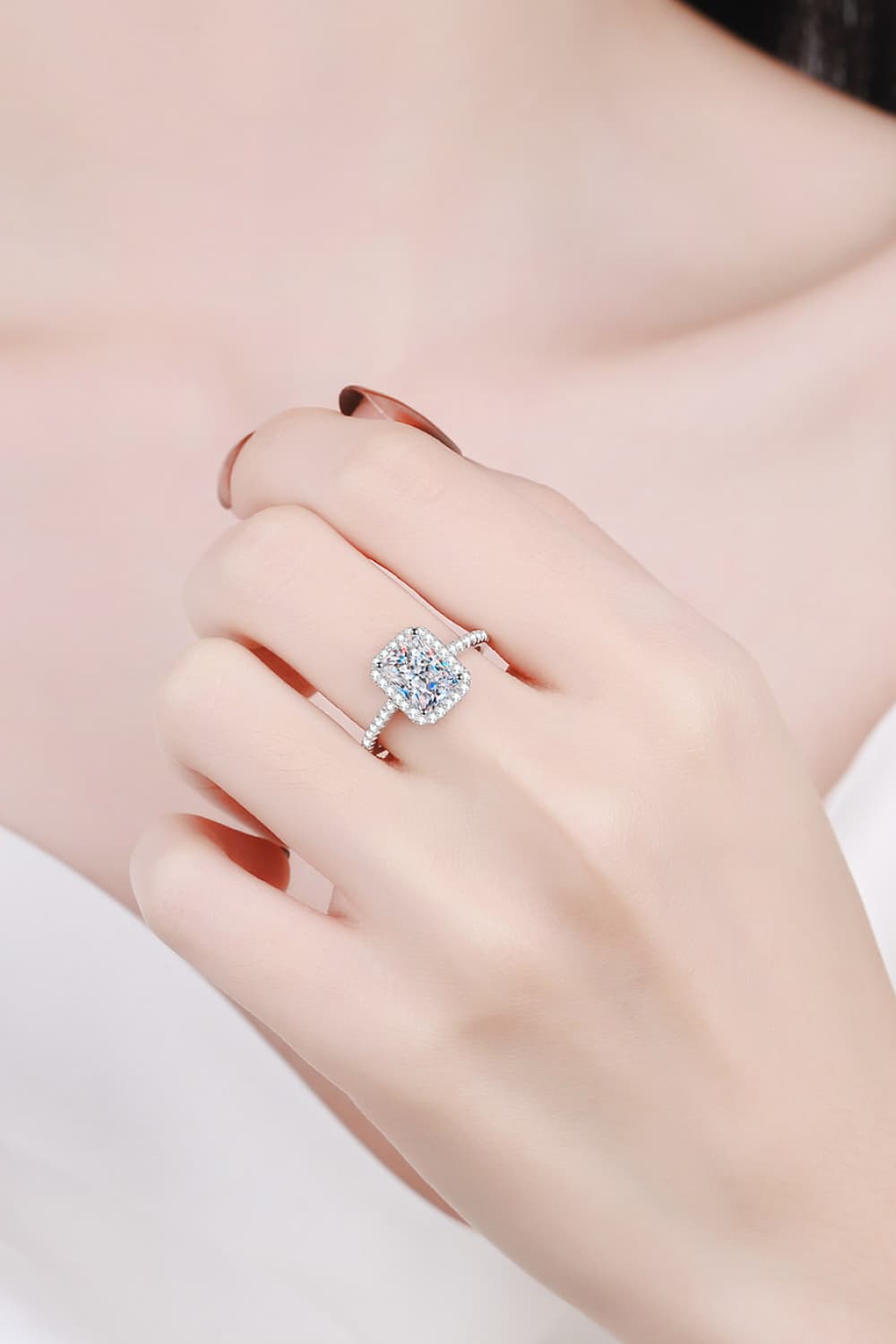 2 Carat Moissanite Halo Ring