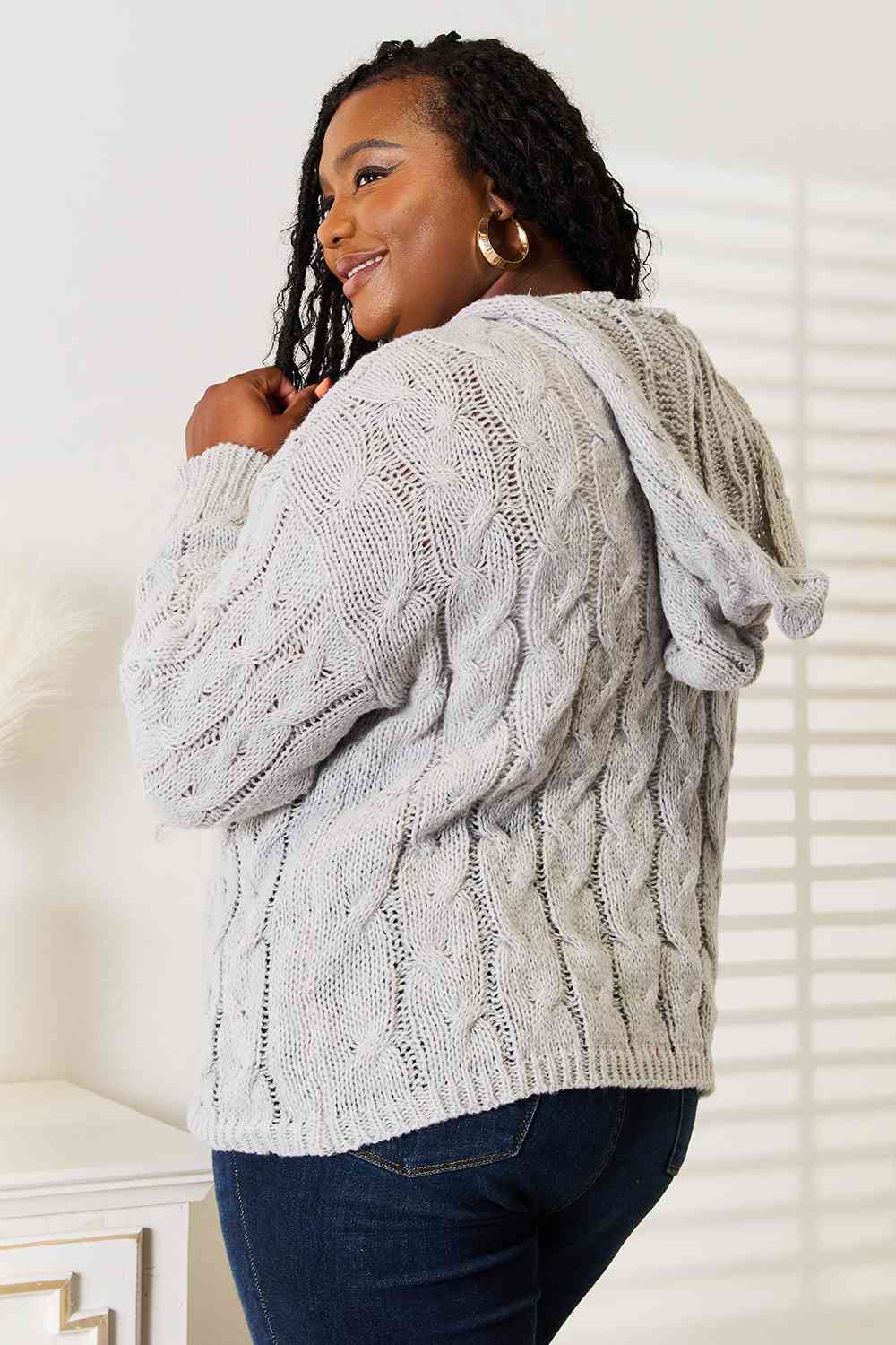 Abigail Cable-Knit Hooded Sweater