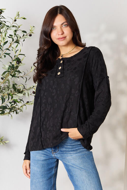 Georgia Exposed Seam Buttoned Top