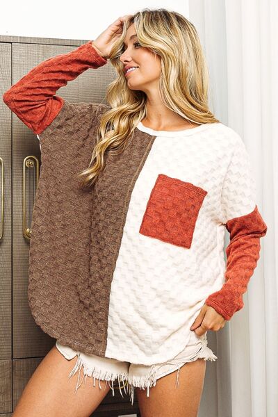 Fiery Neutrals Brushed Checker Top