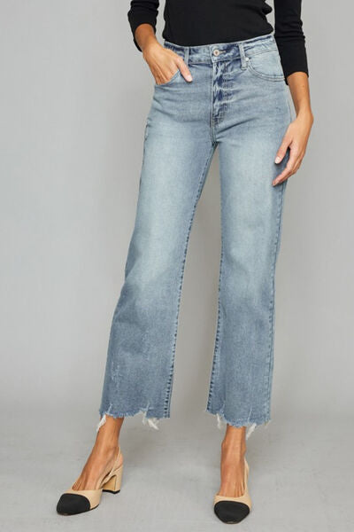 Kancan High Waist Cropped Wide Leg Jeans