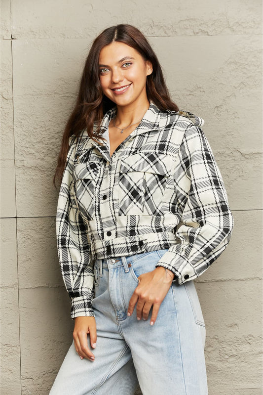 Cool Fall Day Plaid Cropped Shacket