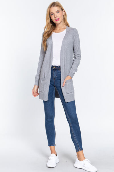 Julia Open Front Cardigan in Gray