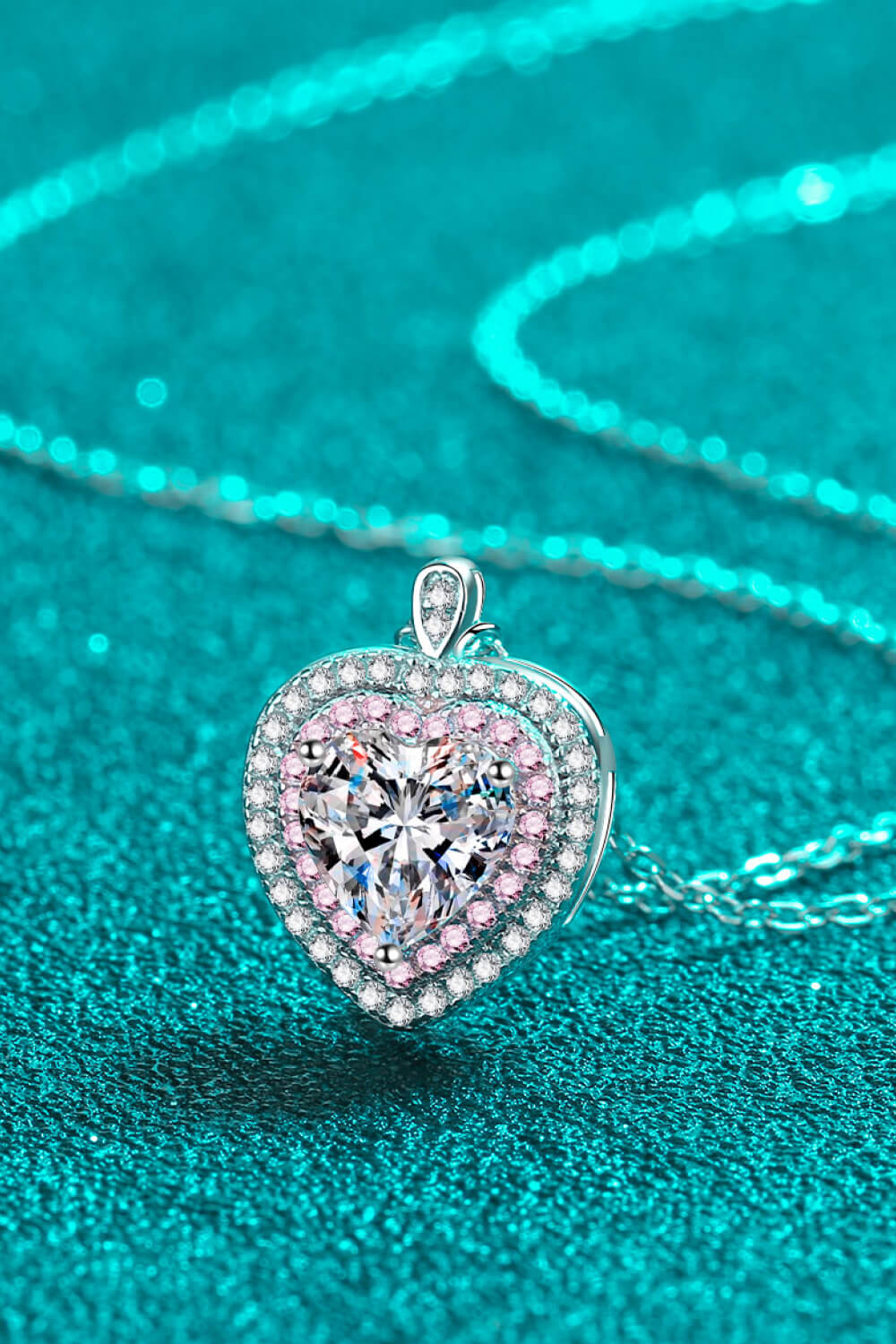 1 Carat Moissanite Heart Pendant Necklace