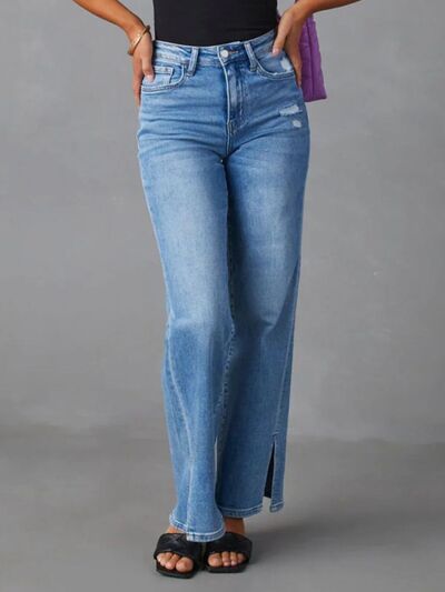 Trendy Envy Slit Buttoned Jeans